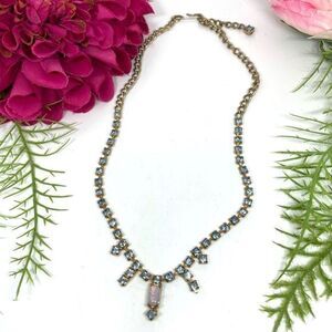 VINTAGE⚜️Gorgeous Aqua Crystal Linked Opal Gem Necklace
